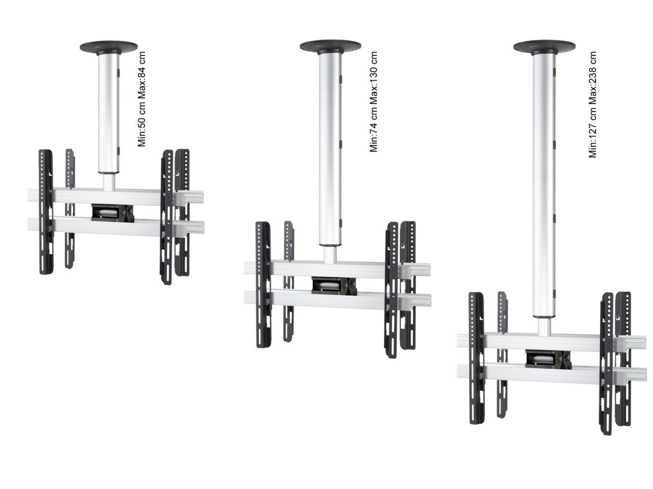 Ultimate TM Double Teleskopik İkili Tavan TV Askı Aparatı 32'' - 65'' 32'' - 40'' (82 cm - 102 cm) - Min: 127 cm Max: 238 cm